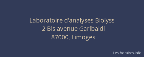 Laboratoire d'analyses Biolyss
