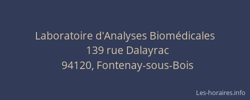Laboratoire d'Analyses Biom&eacute;dicales