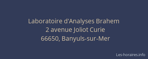 Laboratoire d'Analyses Brahem