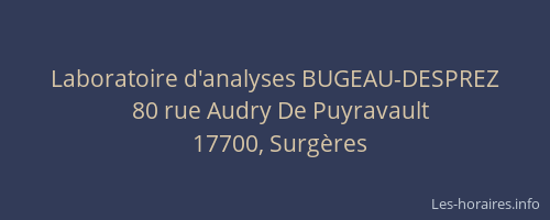 Laboratoire d'analyses BUGEAU-DESPREZ