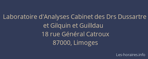 Laboratoire d'Analyses Cabinet des Drs Dussartre et Gilquin et Guilldau