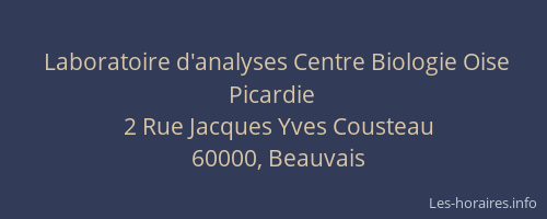 Laboratoire d'analyses Centre Biologie Oise Picardie