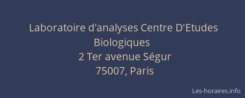 Laboratoire d'analyses Centre D'Etudes Biologiques