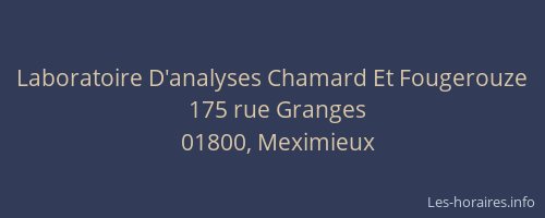 Laboratoire D'analyses Chamard Et Fougerouze