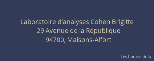 Laboratoire d'analyses Cohen Brigitte