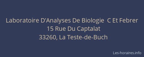 Laboratoire D'Analyses De Biologie  C Et Febrer