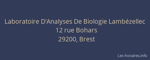 Laboratoire D'Analyses De Biologie Lambézellec