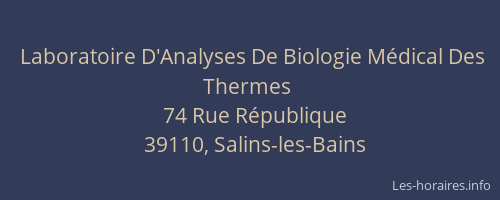 Laboratoire D'Analyses De Biologie M&eacute;dical Des Thermes