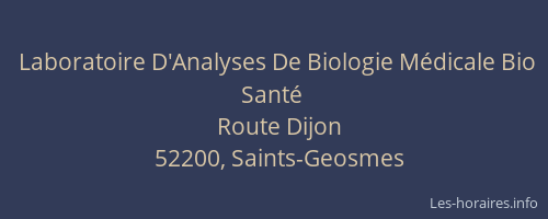 Laboratoire D'Analyses De Biologie M&eacute;dicale Bio Sant&eacute;