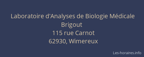 Laboratoire d'Analyses de Biologie M&eacute;dicale Brigout