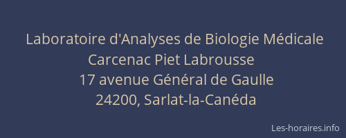 Laboratoire d'Analyses de Biologie Médicale Carcenac Piet Labrousse