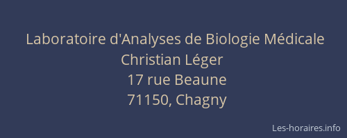 Laboratoire d'Analyses de Biologie M&eacute;dicale Christian L&eacute;ger