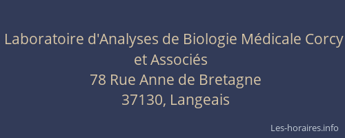 Laboratoire d'Analyses de Biologie M&eacute;dicale Corcy et Associ&eacute;s