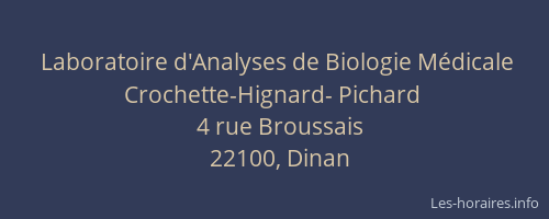 Laboratoire d'Analyses de Biologie Médicale Crochette-Hignard- Pichard