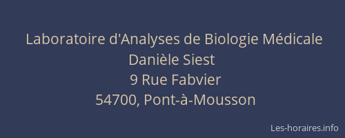 Laboratoire d'Analyses de Biologie Médicale Danièle Siest