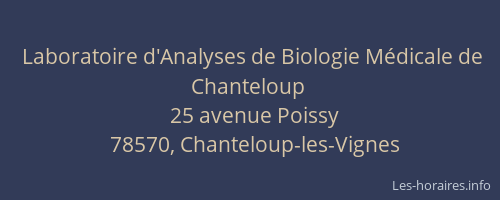 Laboratoire d'Analyses de Biologie Médicale de Chanteloup