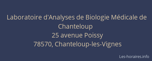 Laboratoire d'Analyses de Biologie M&eacute;dicale de Chanteloup