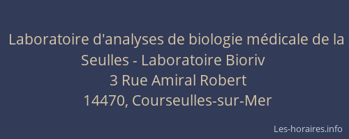 Laboratoire d'analyses de biologie médicale de la Seulles - Laboratoire Bioriv