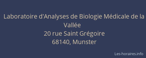 Laboratoire d'Analyses de Biologie M&eacute;dicale de la Vall&eacute;e