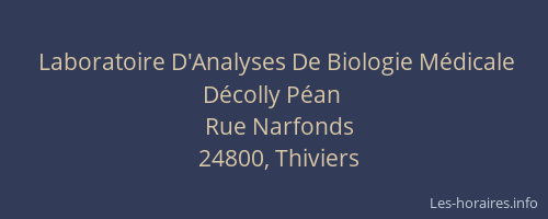 Laboratoire D'Analyses De Biologie Médicale Décolly Péan