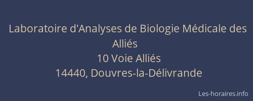 Laboratoire d'Analyses de Biologie M&eacute;dicale des Alli&eacute;s