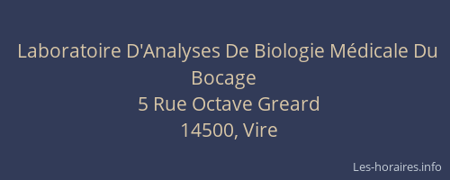 Laboratoire D'Analyses De Biologie M&eacute;dicale Du Bocage