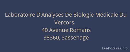 Laboratoire D'Analyses De Biologie M&eacute;dicale Du Vercors