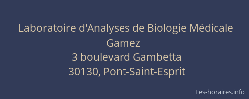 Laboratoire d'Analyses de Biologie M&eacute;dicale Gamez