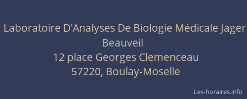 Laboratoire D'Analyses De Biologie M&eacute;dicale Jager Beauveil