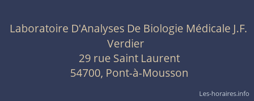 Laboratoire D'Analyses De Biologie M&eacute;dicale J.F. Verdier