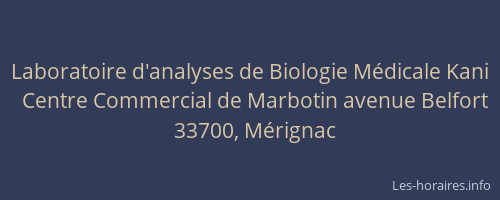 Laboratoire d'analyses de Biologie Médicale Kani