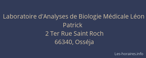 Laboratoire d'Analyses de Biologie M&eacute;dicale L&eacute;on Patrick