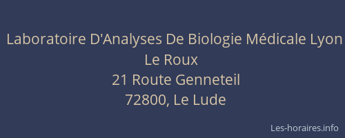 Laboratoire D'Analyses De Biologie M&eacute;dicale Lyon Le Roux
