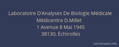 Laboratoire D'Analyses De Biologie M&eacute;dicale M&eacute;dicentre D.Millet