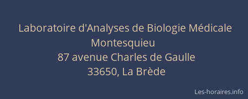 Laboratoire d'Analyses de Biologie M&eacute;dicale Montesquieu