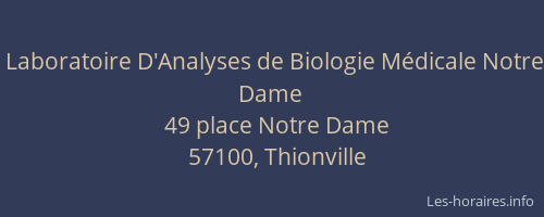 Laboratoire D'Analyses de Biologie M&eacute;dicale Notre Dame