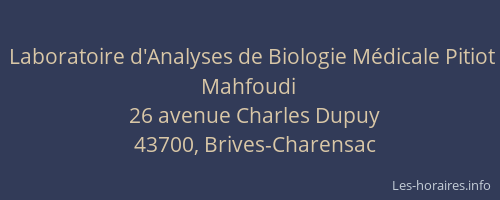 Laboratoire d'Analyses de Biologie M&eacute;dicale Pitiot Mahfoudi