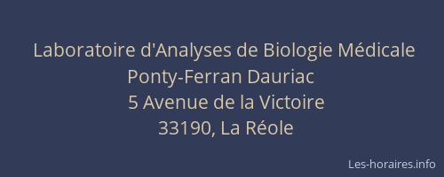 Laboratoire d'Analyses de Biologie M&eacute;dicale Ponty-Ferran Dauriac