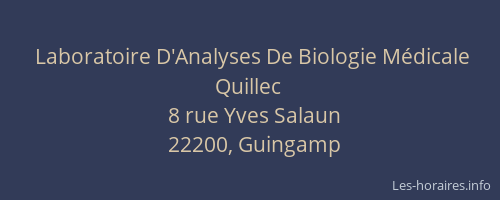 Laboratoire D'Analyses De Biologie M&eacute;dicale Quillec