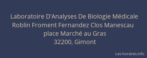 Laboratoire D'Analyses De Biologie Médicale Roblin Froment Fernandez Clos Manescau