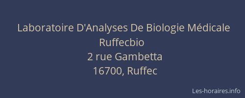 Laboratoire D'Analyses De Biologie M&eacute;dicale Ruffecbio