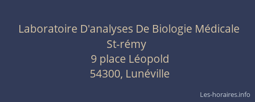 Laboratoire D'analyses De Biologie M&eacute;dicale St-r&eacute;my