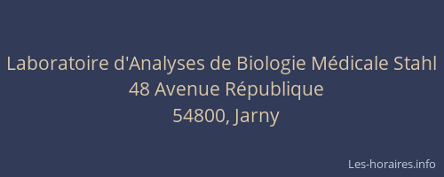 Laboratoire d'Analyses de Biologie M&eacute;dicale Stahl
