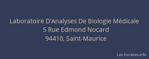 Laboratoire D'Analyses De Biologie M&eacute;dicale