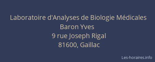 Laboratoire d'Analyses de Biologie Médicales Baron Yves