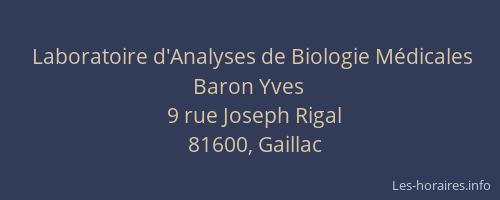 Laboratoire d'Analyses de Biologie M&eacute;dicales Baron Yves