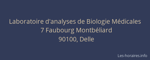 Laboratoire d'analyses de Biologie M&eacute;dicales