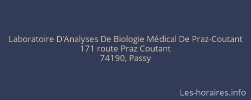 Laboratoire D'Analyses De Biologie Médical De Praz-Coutant