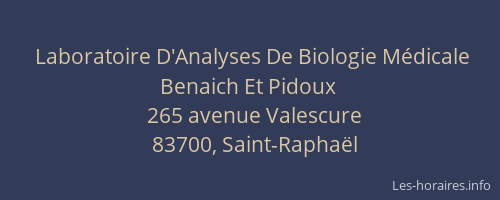 Laboratoire D'Analyses De Biologie Médicale Benaich Et Pidoux