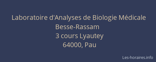 Laboratoire d'Analyses de Biologie Médicale Besse-Rassam